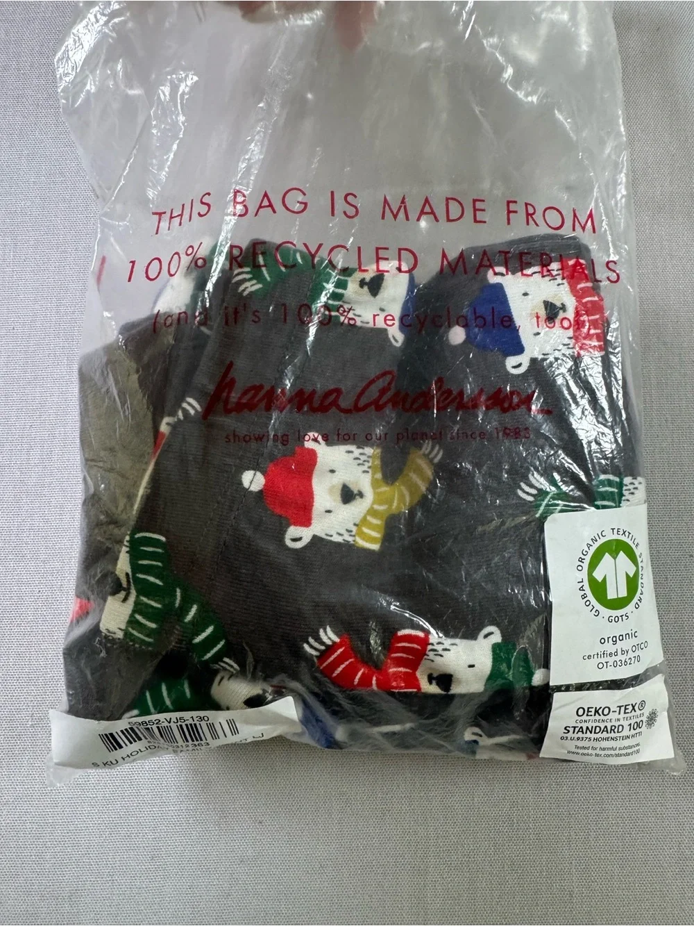 Hanna Andersson Pajamas Kids Polar Bear Holiday Christmas Size 8/130 NWT